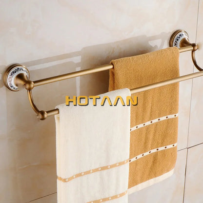 Antique Brushed Solid Brass Bathroom Sets European Porcelain