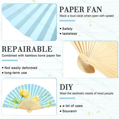 30-120pcs Wedding Hand Fans Folding Fans Guest Paper