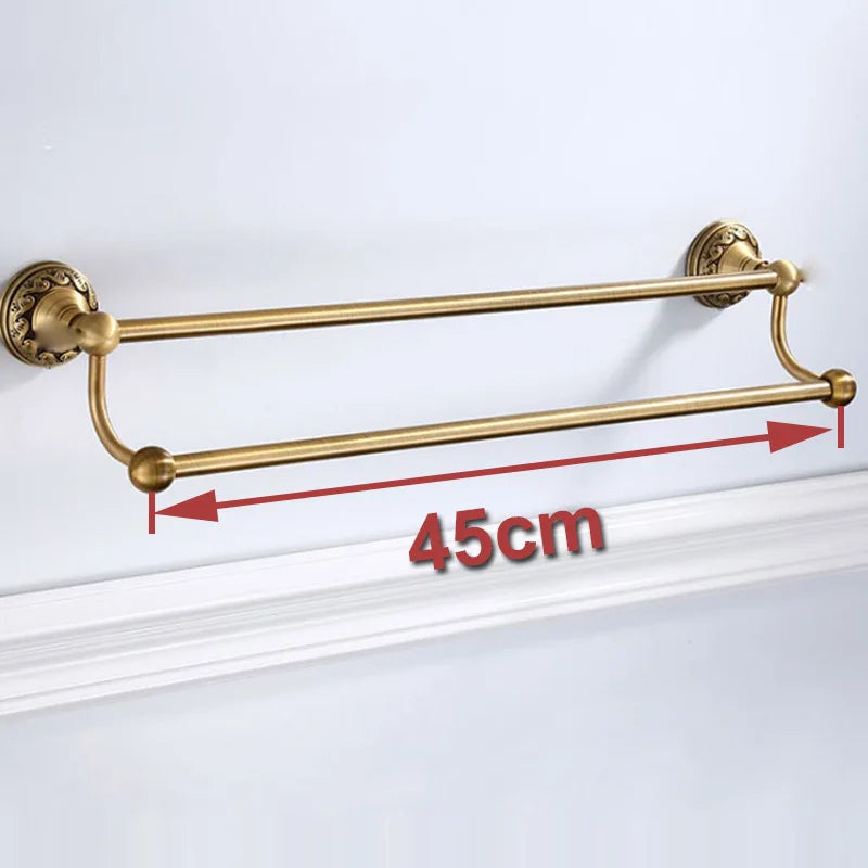 Antique Brass Aluminium Bathroom Robe Hook Paper Holder