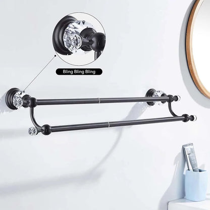 Luxury Crystal Gold Bathroom Hardware Wall Mounted Retractable