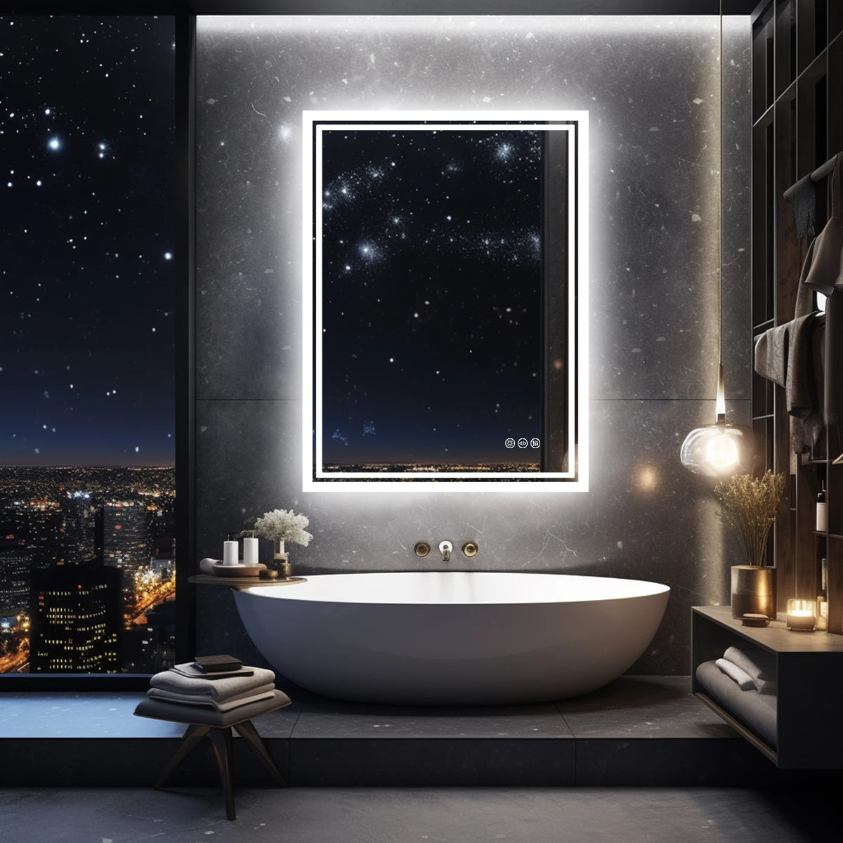 Led Backlit Mirror Bathroom Vanity Lights Anti-Fog Dimmable