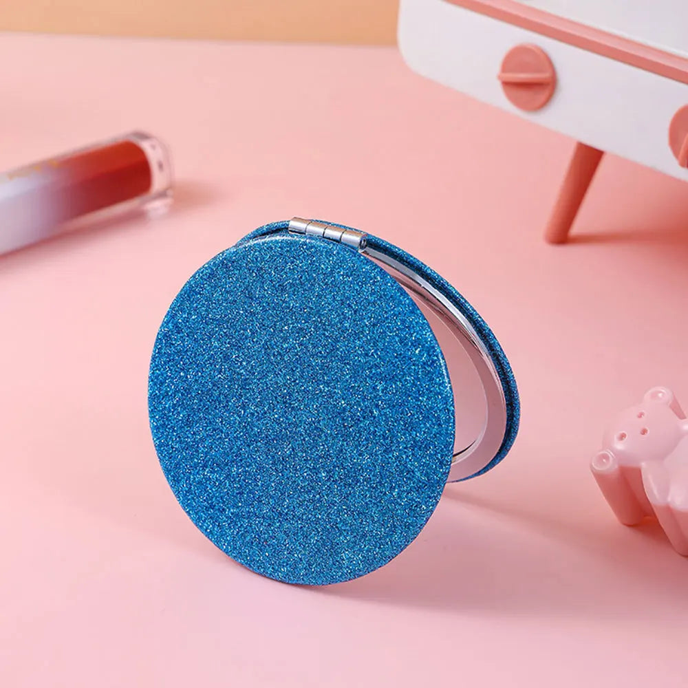Mini Round Makeup Mirror Glitter Folding Pocket Mirror