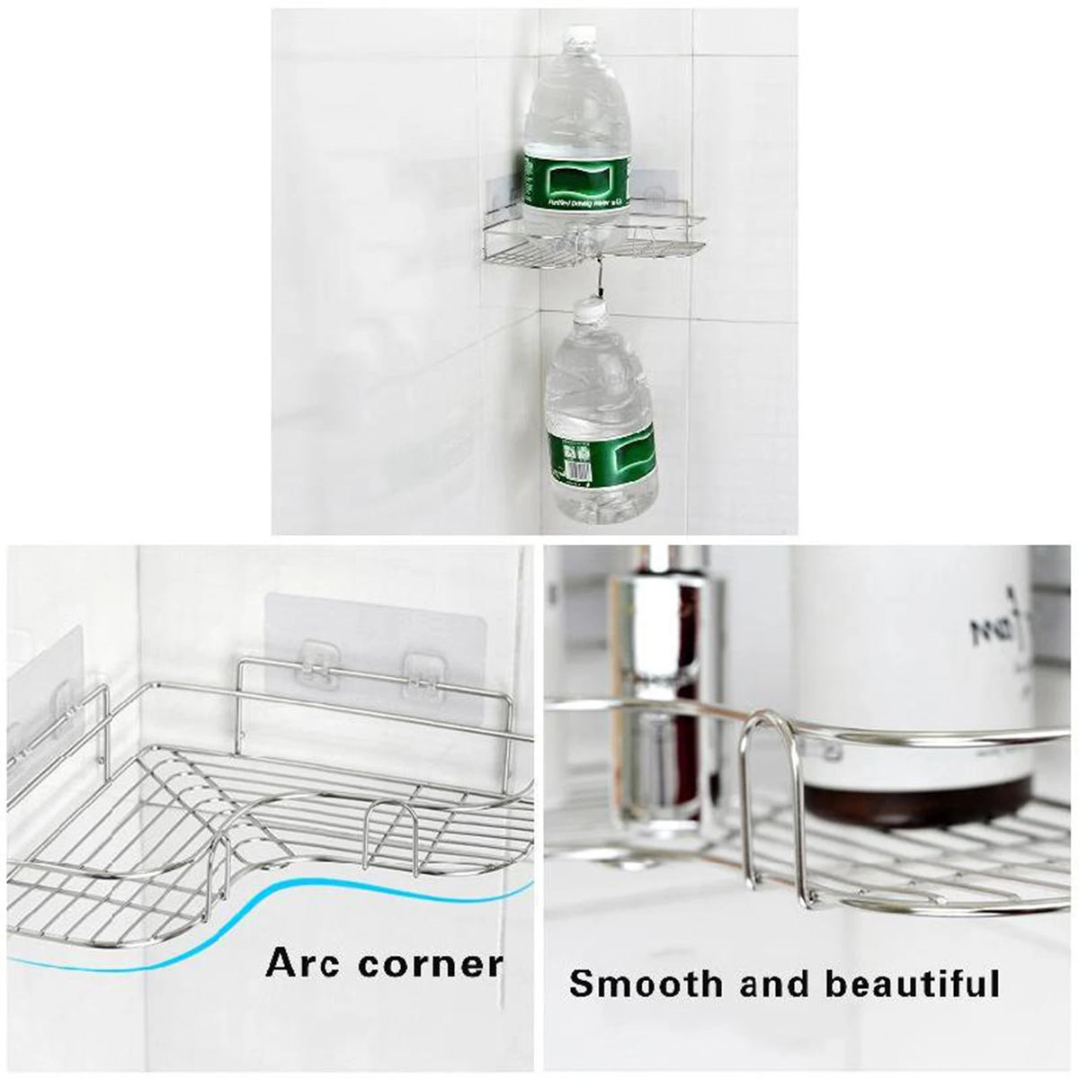 Triangular Restroom Shower Rack Solid Shelf One Layer