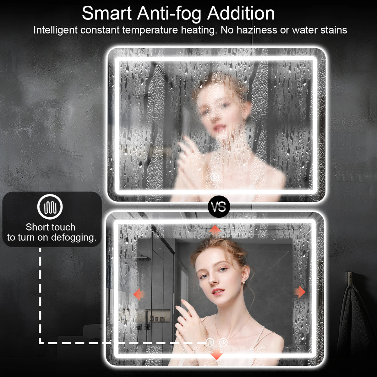Led Bathroom Mirror Wall Mounted Fogless Makeup Mirror