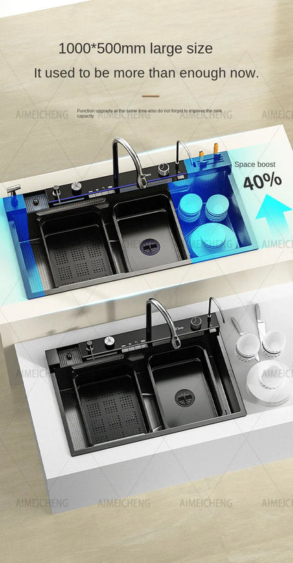 Digital Fly Rain Waterfall Sink Embossed Nano 304