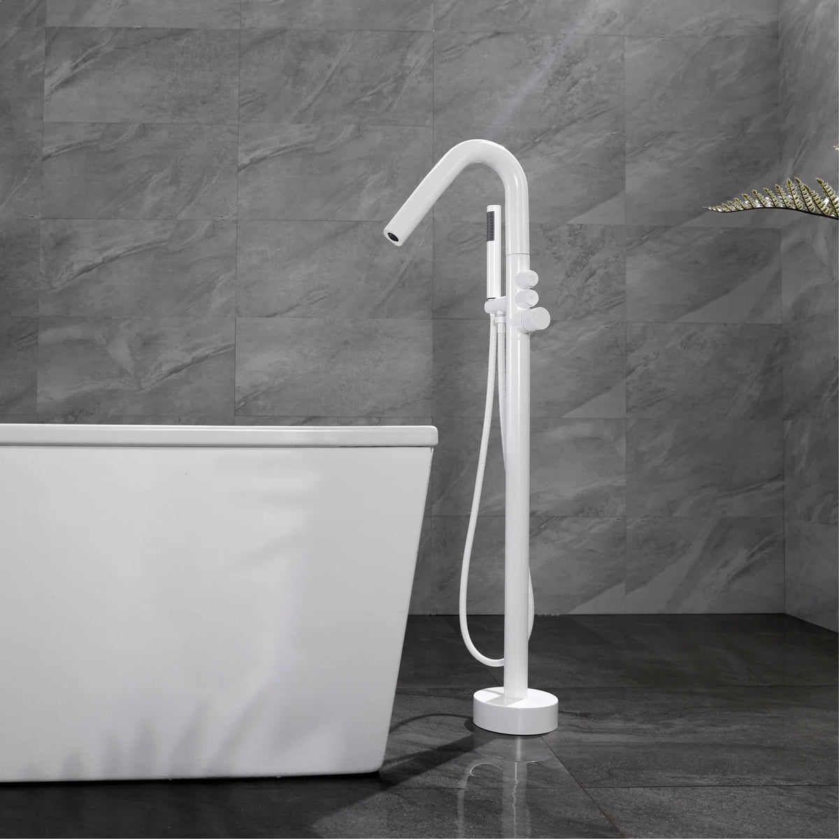 Aitna Gold Brass Luxury Bathroom Faucet Floor Standing