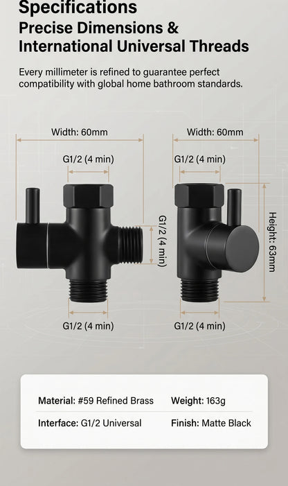 Solid Brass Shower Faucet Diverter Valve Two Way