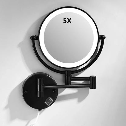 Bathroom Makeup Mirrors Black/Brushed Gold Brass Wall Extending