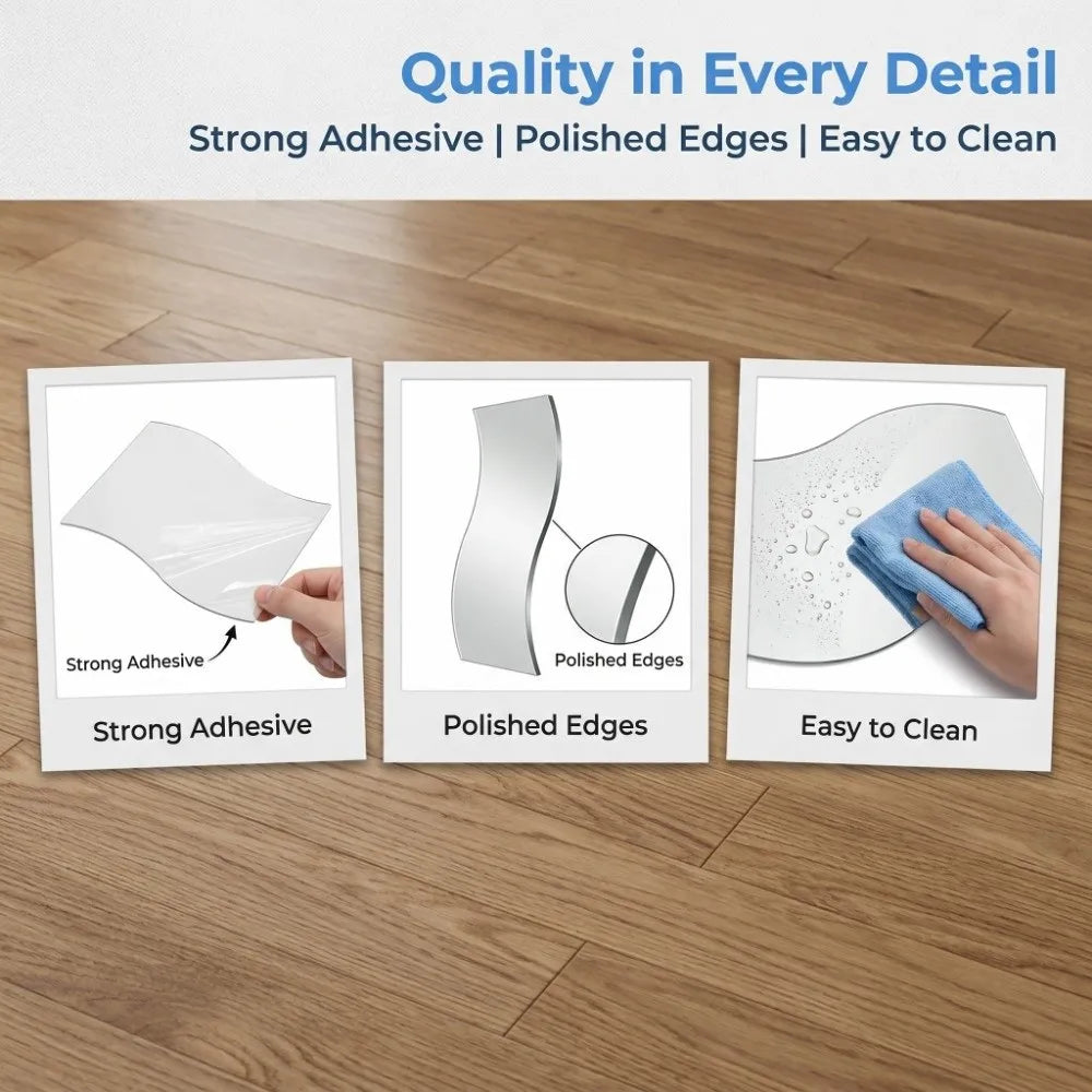6pcs Silver Wall Mirror Sticker Waterproof Acrylic 3d