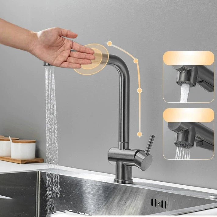 Handfree Grey Touch On Faucet Stainless Steel Cold