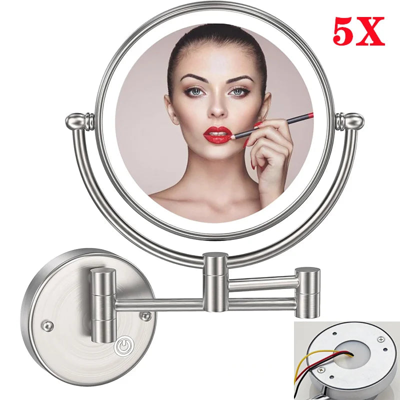 Brushed Gold Led Folding Touch Bathroom Mirrors Of