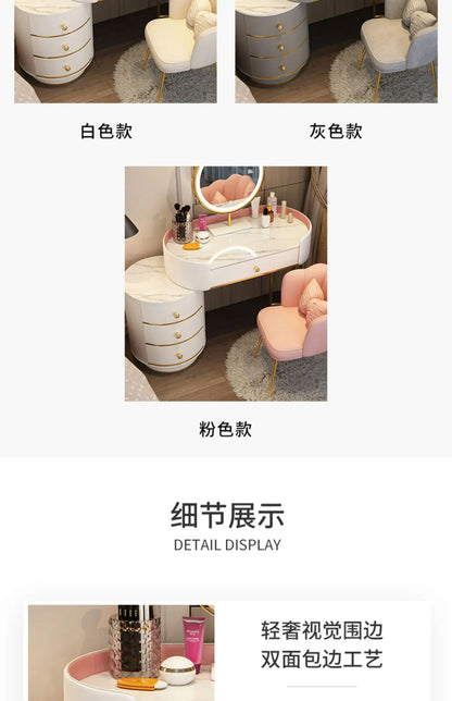 Pink White Vanity Table Women Luxury Nail European