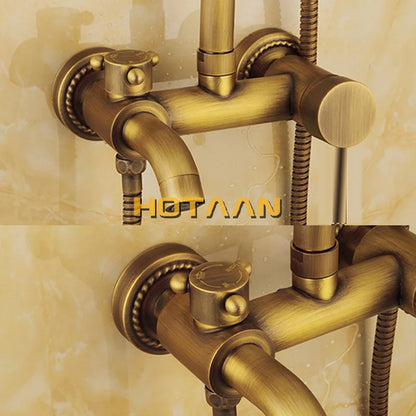 Wall Mounted Mixer Valve Rainfall Antique Brass Shower