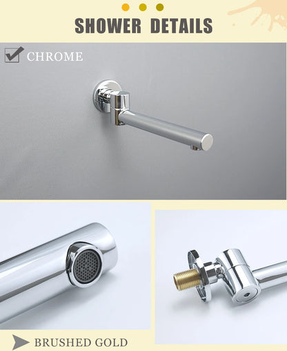 Brass Brushed Gold Mixer Faucet Wall-Mounted Round Square