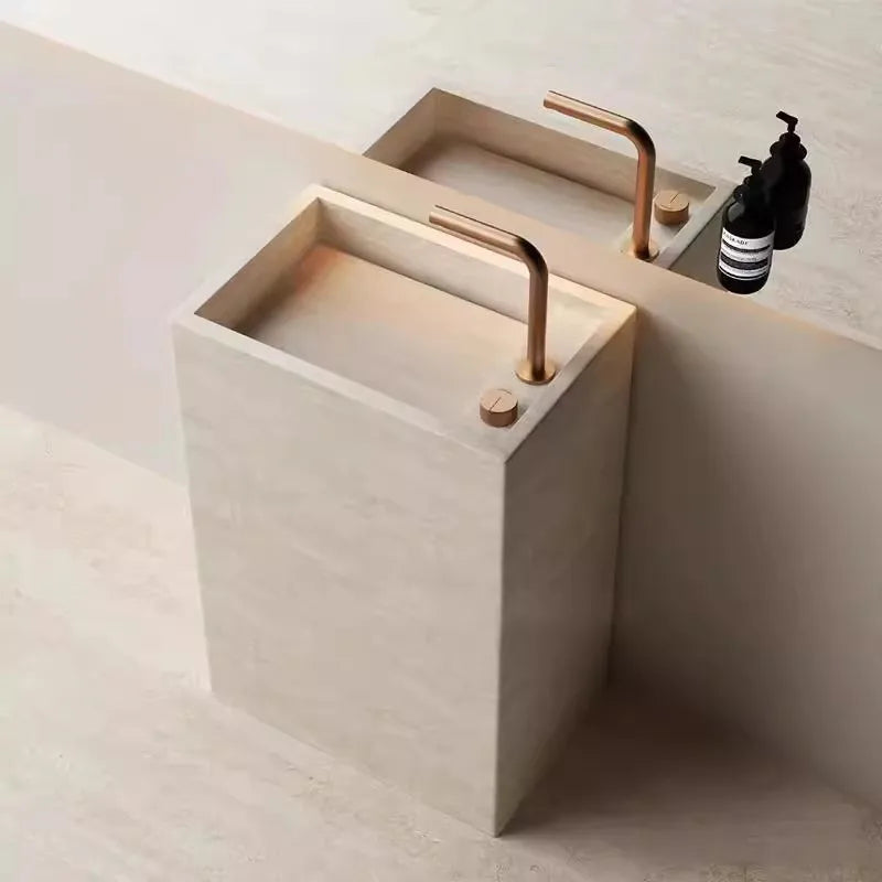 Brushed Rose Gold Basin Faucet Two Holes Gun