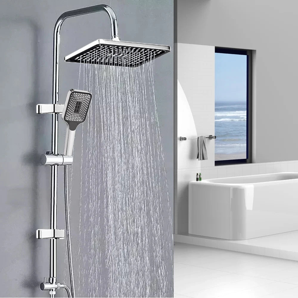 Black Silver Split Shower Column Bathroom Faucet Wall