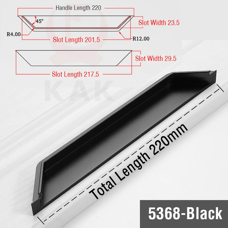 Kak Recessed Cabinet Handles Black Hidden Sliding Door