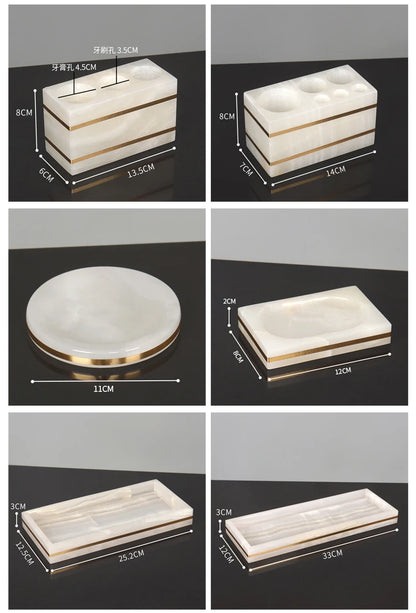White Onyx Natural Marble Bathroom Gold Luxury Soap
