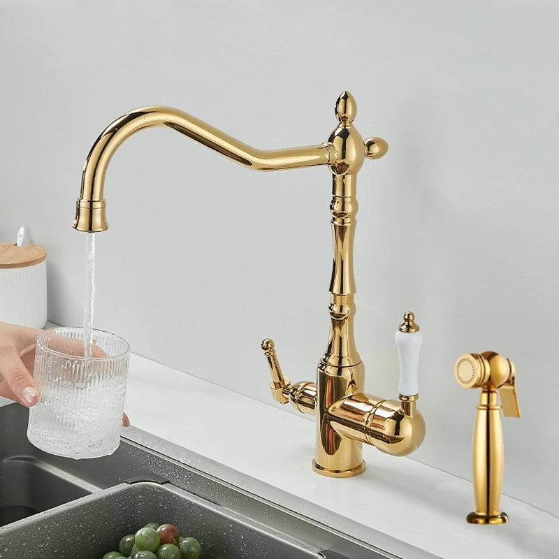 Brass Light Luxury Three-In-One Pure Water Faucet Sink