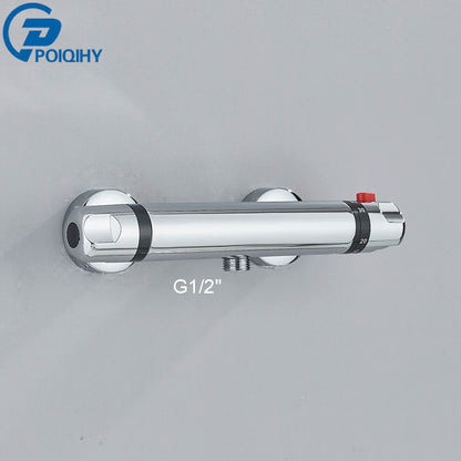 Chrome Mixer Thermostat Wall Mounted Thermostatic Shower Brass
