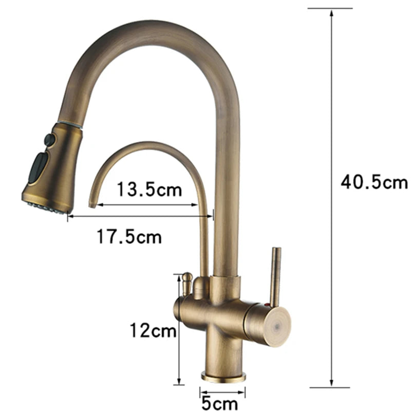 Antique Bronze Faucet Pull Out Water Purifier Sink
