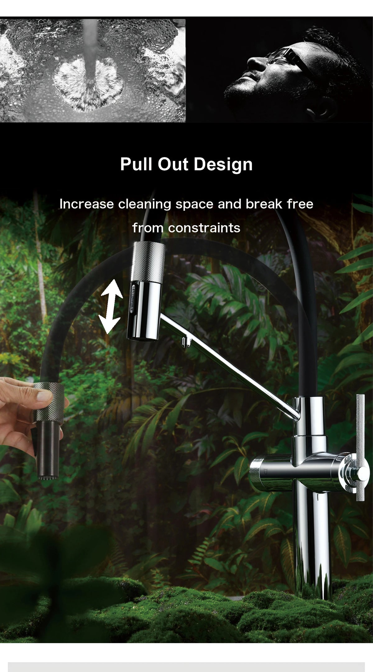 Modern Gun Grey Brass 3-In-1 Hole Faucet Separate