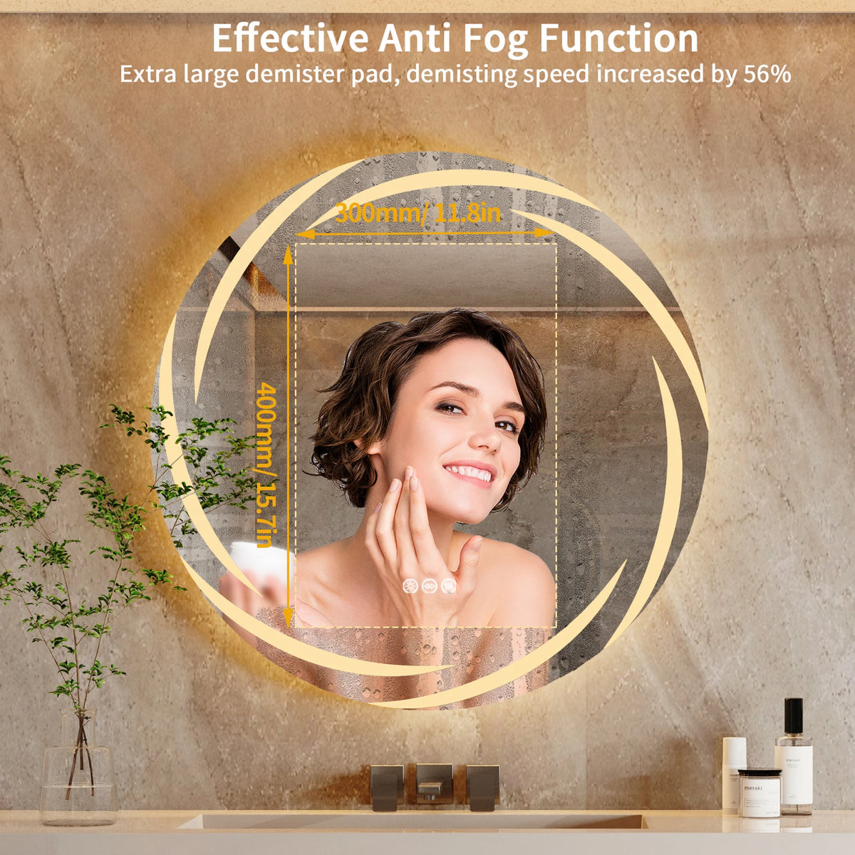 Anti-Fog Led Bathroom Mirror Circle Backlit Hd Wall
