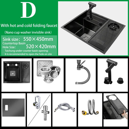 Hidden Cup Washer Nano 304 Stainless Steel Sink