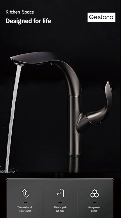Luxury Brass Gold Touch Switch Faucet Pull-Out Design