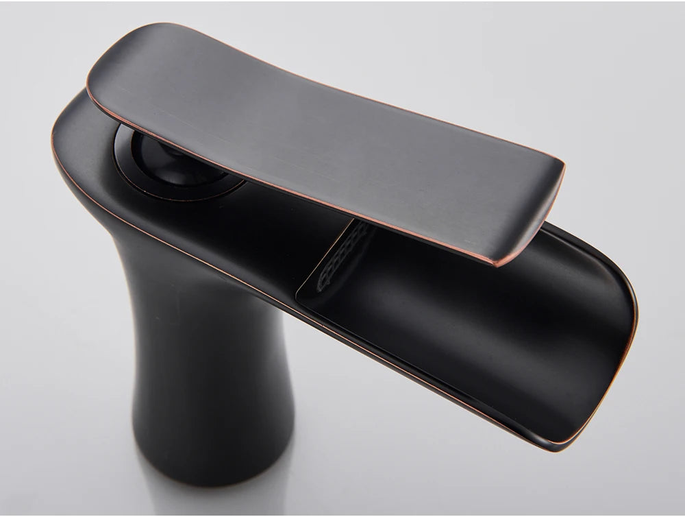 White Basin Faucet Waterfall Spout Bathroom Mixer Tap