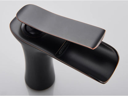 White Basin Faucet Waterfall Spout Bathroom Mixer Tap