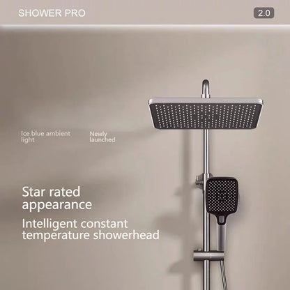 Digital Display Shower Bathroom Rainfall Piano Button Showers