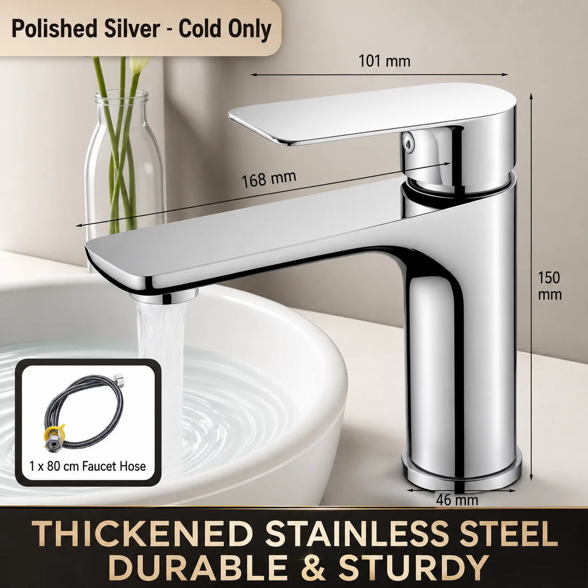 Bathroom Sink Faucet Stainless Steel Cold Mixer Tap
