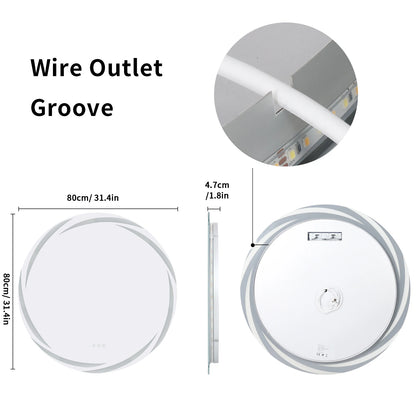 Anti-Fog Led Bathroom Mirror Circle Backlit Hd Wall