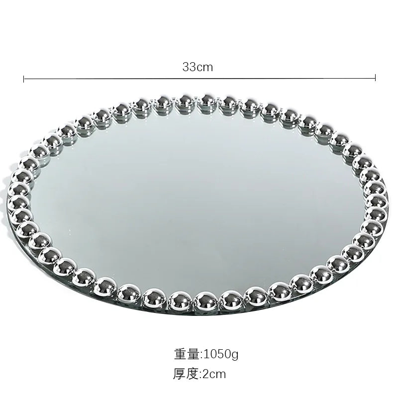 Pearl Dot Glass Mirror Storage Tray Light Luxury