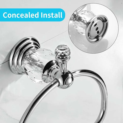 Luxury Crystal Gold Bathroom Hardware Wall Mounted Retractable