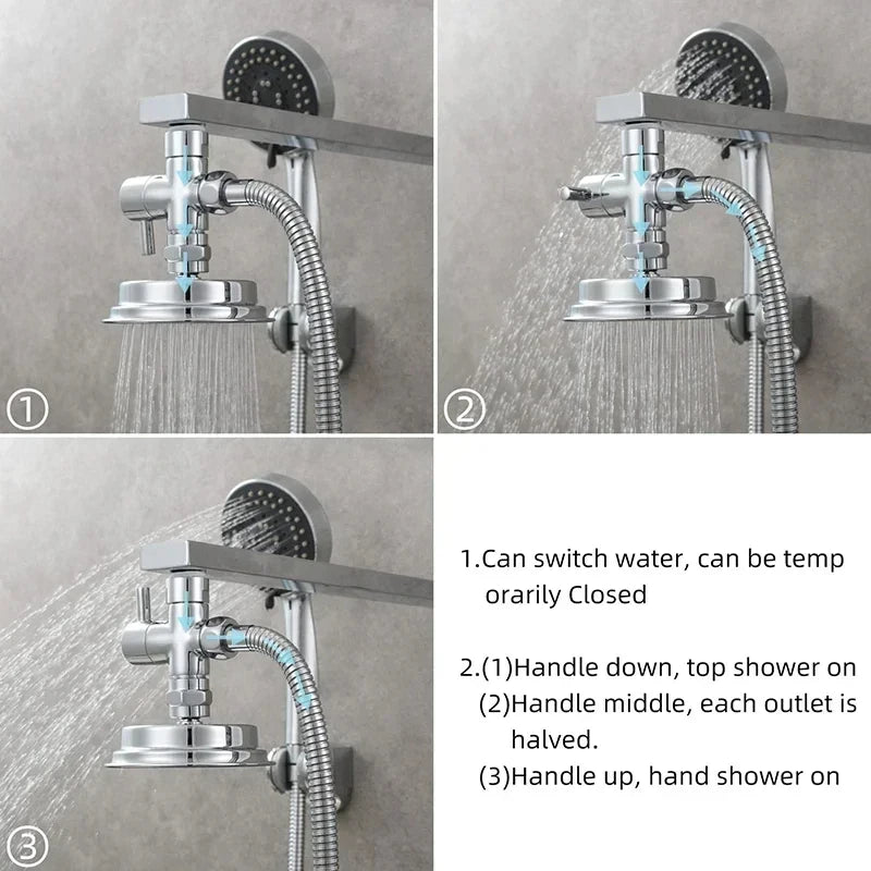 G1/2 Inch Three-Way Diverter Valve T-Type Adapter Converter
