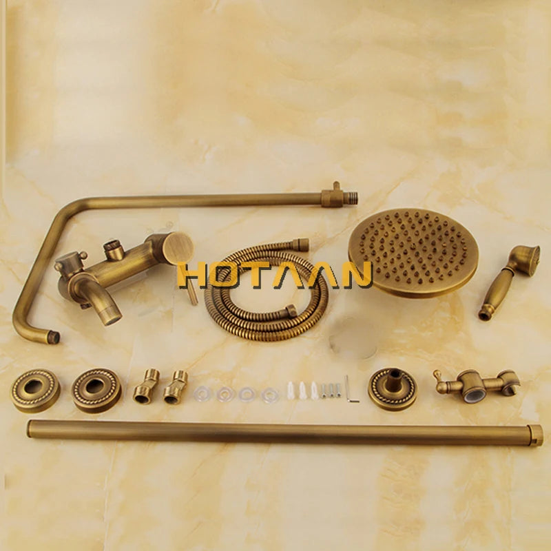Wall Mounted Mixer Valve Rainfall Antique Brass Shower