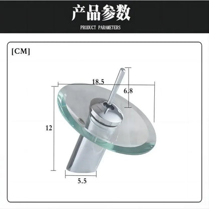 Colorful Glass Waterfall Bathroom Basin Sink Faucet Chrome