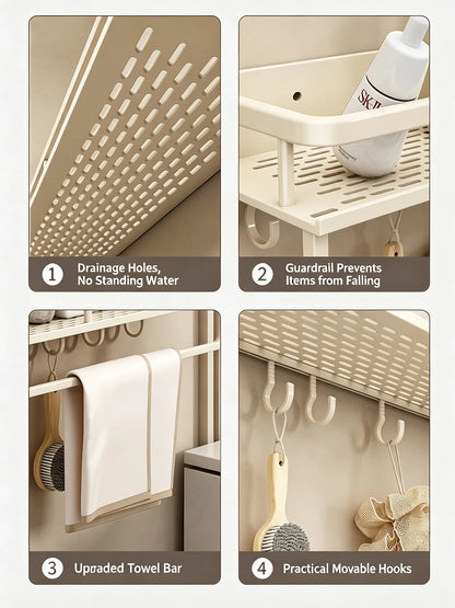 Punch-Free Bathroom Rack Bathroom Shelf Toilet Space Aluminum