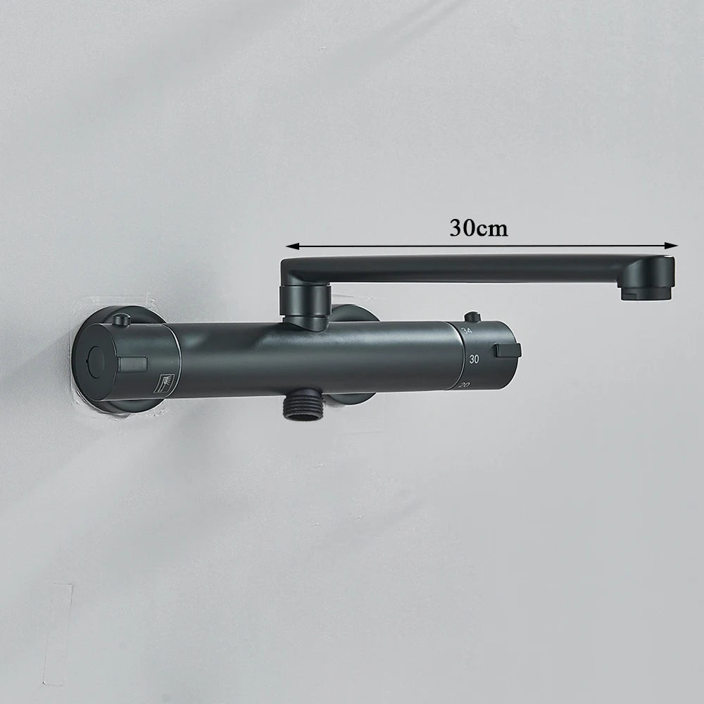 Thermostatic Shower Faucet Bathroom Black Mixertap Thermostat