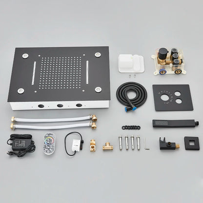 Black Embedded Ceiling Shower Head Intelligent Remote Control