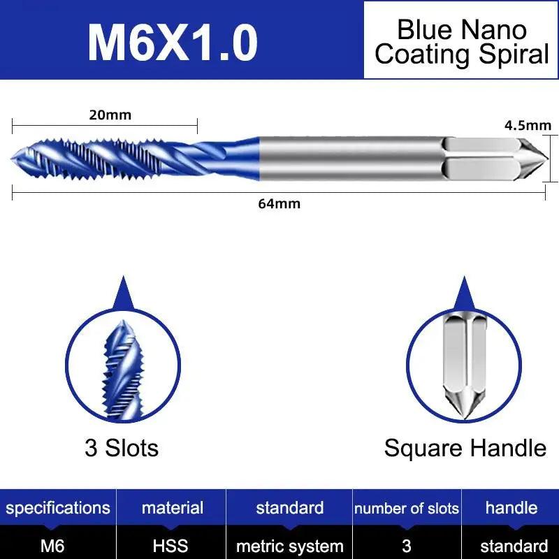 Azzkor Tip/Spiral/Straight Groove Tap M35 Cobalt Containing Blue