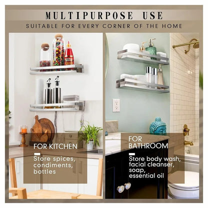Stainless Steel Floating Shelf Rustproof Wall Mounted Nail-Free