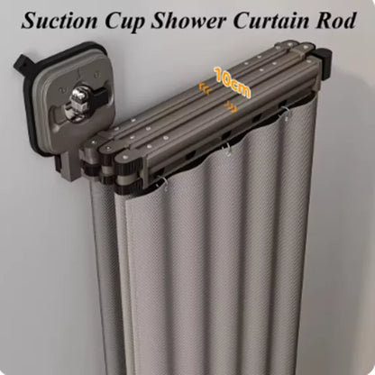 Suction Cup Shower Curtain Rod Foldable Adhesive Drilling