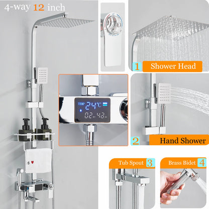 Ulgksd Thermostatic Shower Faucet Full Bathroom Rainfall Mixer