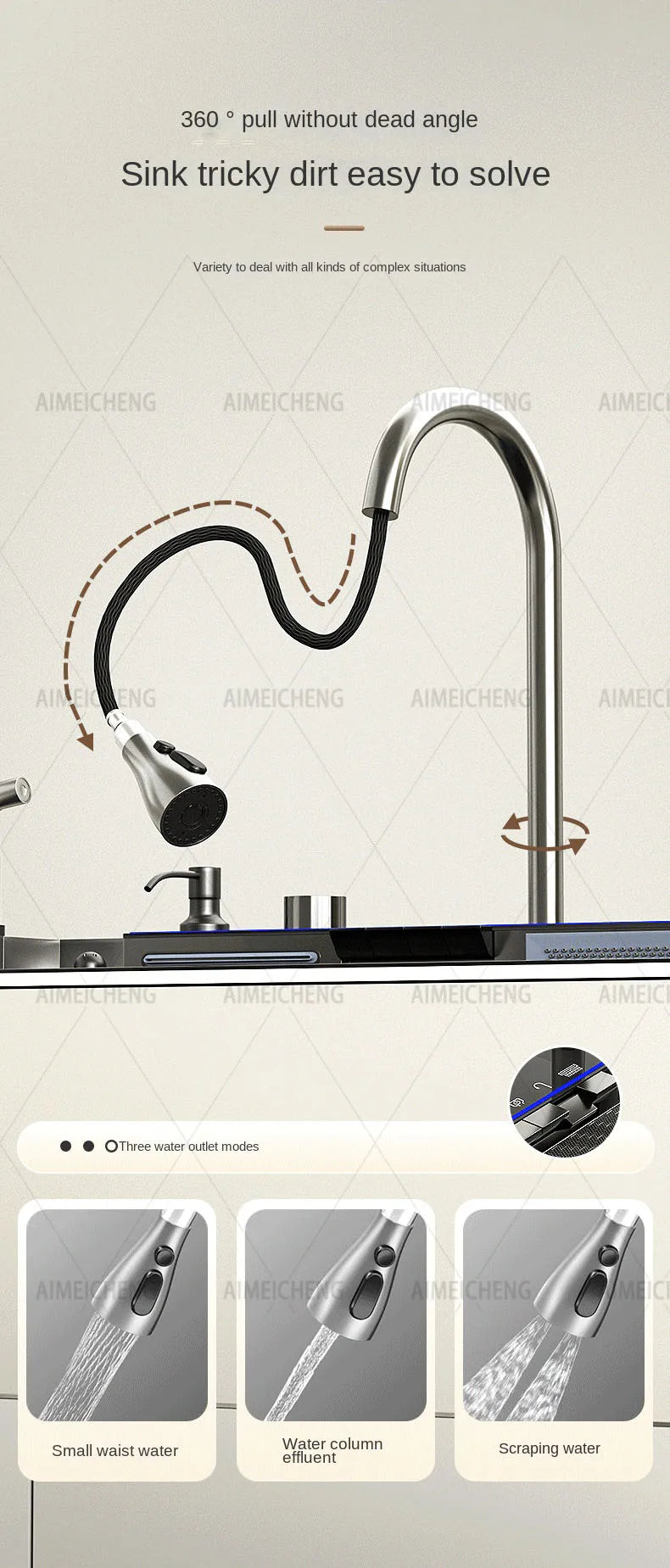 Digital Fly Rain Waterfall Sink Embossed Nano 304