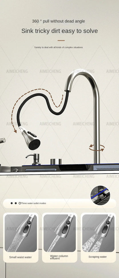 Digital Fly Rain Waterfall Sink Embossed Nano 304