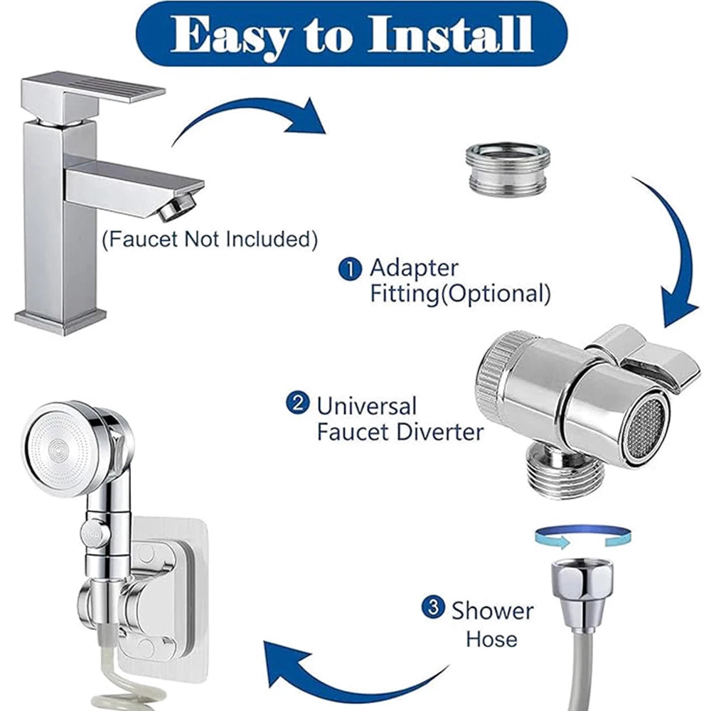 Handheld Faucet Water Diverting Shower Head External Rain
