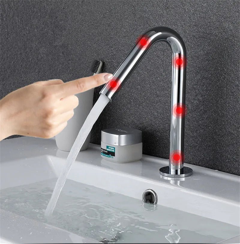 Tuqiu Smart Touch Bathrooomfaucet Gold Automatic Sensor Basin